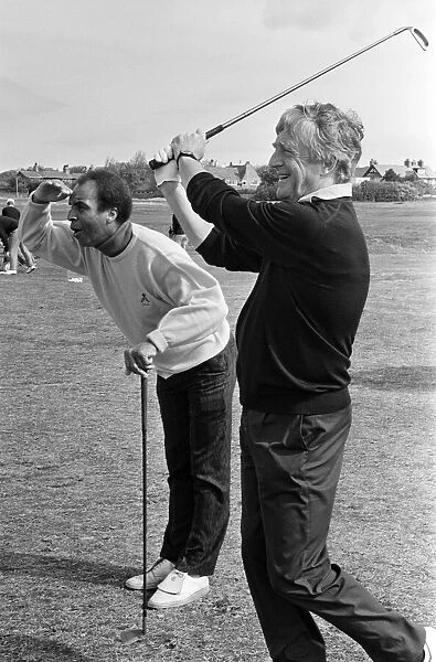 Michael Parkinson on the fairway at The Royal Liverpool Golf Club, Wirral