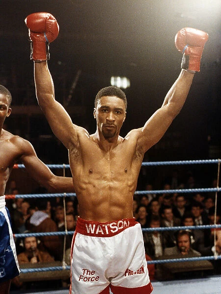 Michael Watson boxer celebrating his victory over Anthony Brown at York Hall