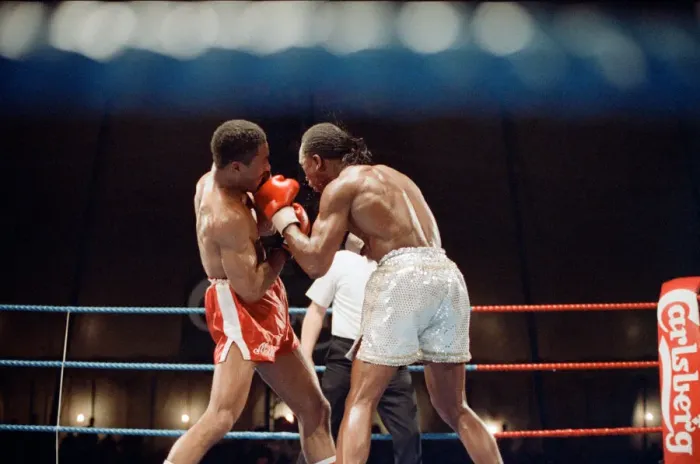Framed Print : Michael Watson vs Nigel Benn for the British Commonwealth middleweight title Framed Print : Michael Watson vs Nigel Benn for the British Commonwealth middleweight title