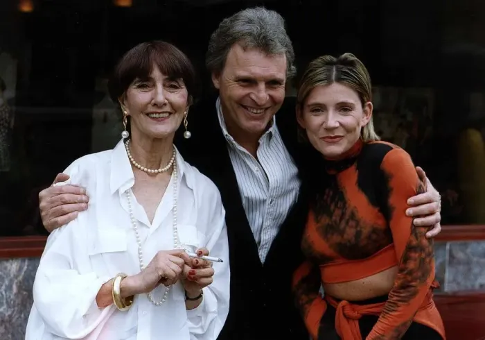 Framed Print : Michelle Collins Actress in Eastenders with fellow actors June Brown in left Framed Print : Michelle Collins Actress in Eastenders with fellow actors June Brown in left