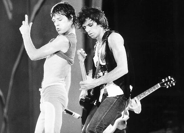 Mick Jagger and Keith Richard of The Rolling Stones performing during the band