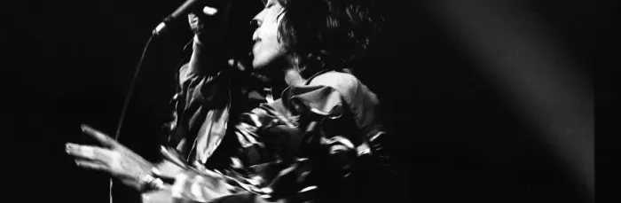 Framed Print : Mick Jagger performing on stage during a Rolling Stones concert at at New Bingley Hall