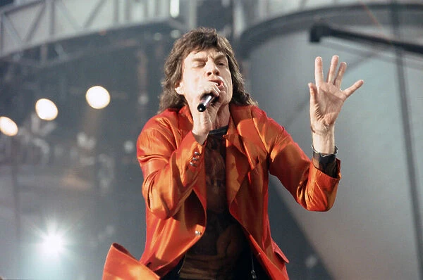 Mick Jagger of The Rolling Stones in concert at Wembley Stadium. 11th July 1995