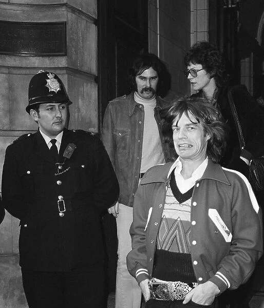 Mick Jagger of the Rolling Stones leaving court in London after he admitted possession of