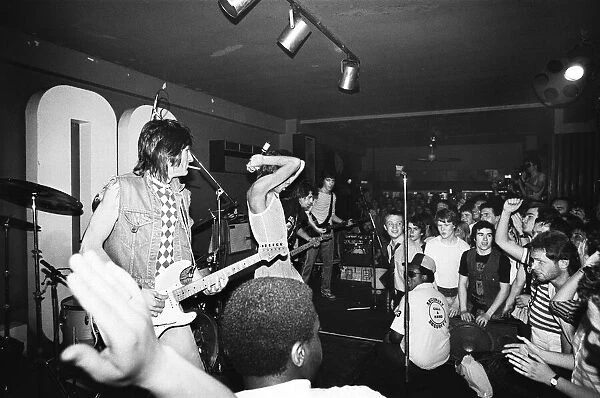 Mick Jagger and the Rolling Stones performing at the 100 club. 1st June 1982