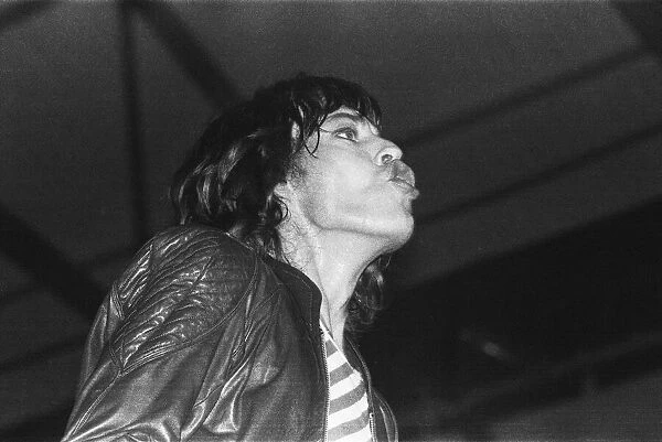 Mick jagger and the Rolling Stones seen here on stage at Leicester. 14th May 1976