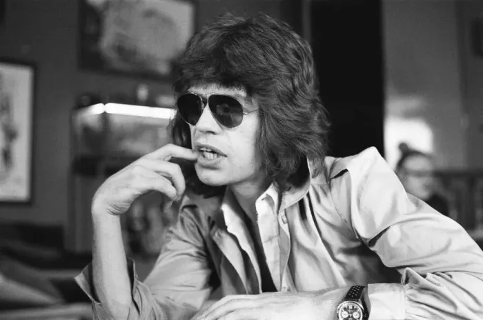 Framed Print : Mick Jagger of the Rolling Stones talking about his recent tour of the States with Framed Print : Mick Jagger of the Rolling Stones talking about his recent tour of the States with