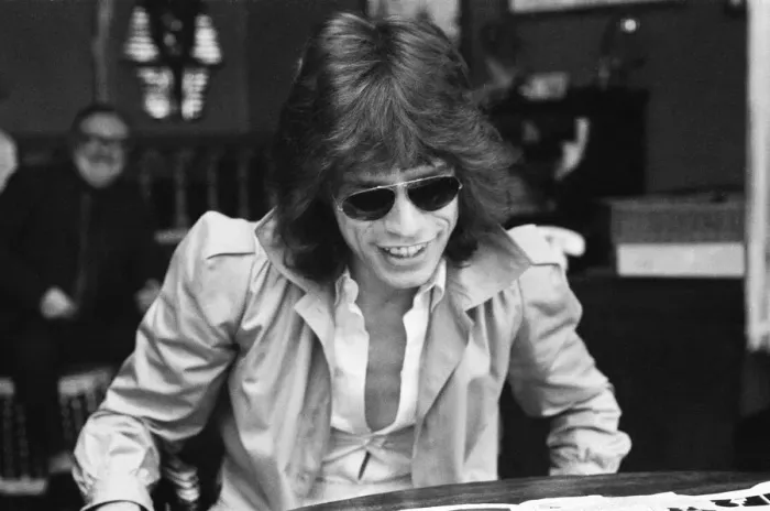 Framed Print : Mick Jagger of the Rolling Stones talking about his recent tour of the States with Framed Print : Mick Jagger of the Rolling Stones talking about his recent tour of the States with
