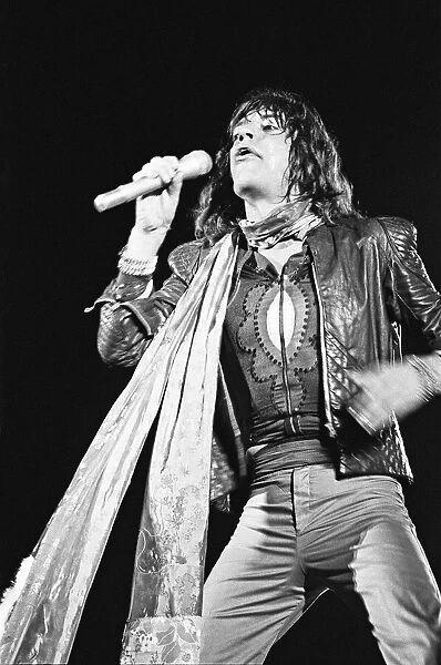 Mick Jagger on stage at the Rolling Stones concert at Knebworth House in Hertfordshire