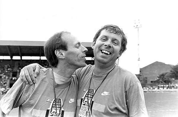 Micke McLeod and Brendan Foster at Gateshead Stadium in June 1987 20  /  06  /  87