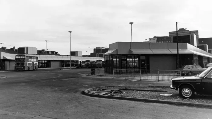 Framed Print : Middlesbrough Bus Station, Teesside, 29th September 1982 Framed Print : Middlesbrough Bus Station, Teesside, 29th September 1982