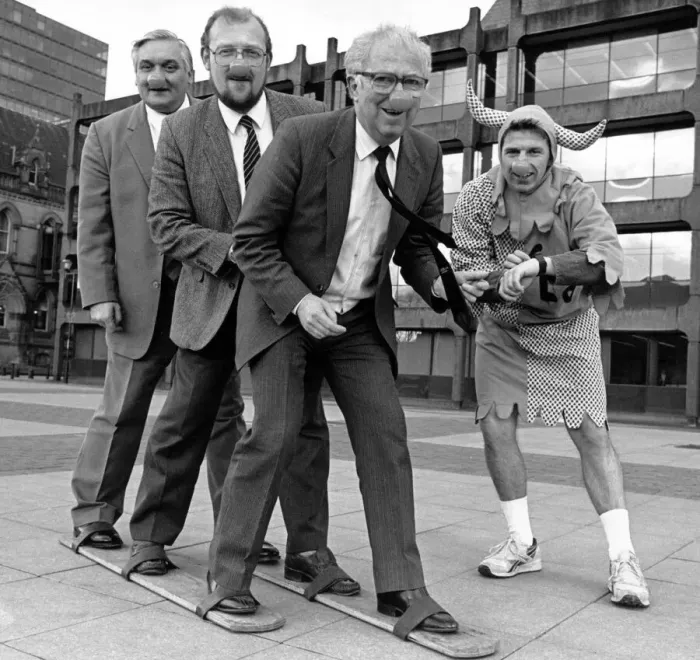 Framed Print : Three Middlesbrough councillors donned red noses and put their best foot forward to
