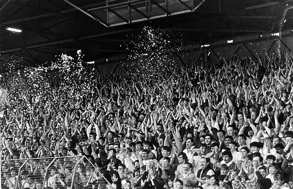 Middlesbrough F. C. fans at Ayresome Park. celebrate after gaining promotion to