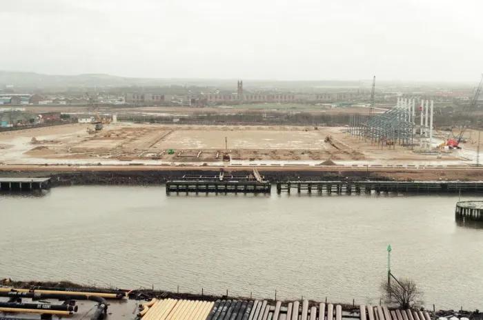 Framed Print : Middlesbrough Football Club. Middlehaven site of construction of new stadium Framed Print : Middlesbrough Football Club. Middlehaven site of construction of new stadium