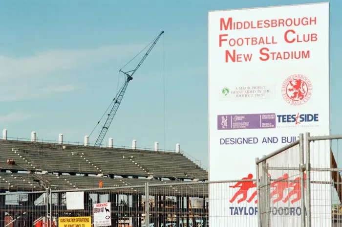 Framed Print : Middlesbrough Football Club. Middlehaven site of construction of new stadium Framed Print : Middlesbrough Football Club. Middlehaven site of construction of new stadium