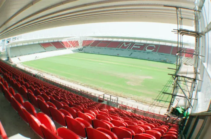 Framed Print : Middlesbrough Football Club, new Riverside Stadium under constriction, Circa 1995 Framed Print : Middlesbrough Football Club, new Riverside Stadium under constriction, Circa 1995