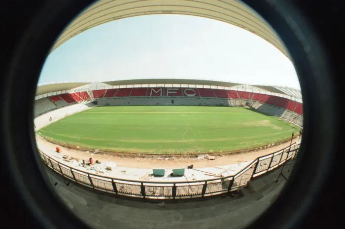 Framed Print : Middlesbrough Football Club, new Riverside Stadium under constriction, Circa 1995 Framed Print : Middlesbrough Football Club, new Riverside Stadium under constriction, Circa 1995