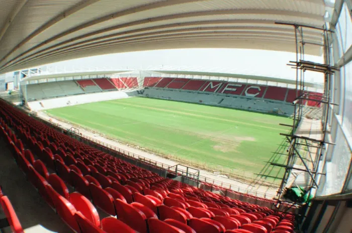 Framed Print : Middlesbrough Football Club, new Riverside Stadium under constriction, Circa 1995 Framed Print : Middlesbrough Football Club, new Riverside Stadium under constriction, Circa 1995