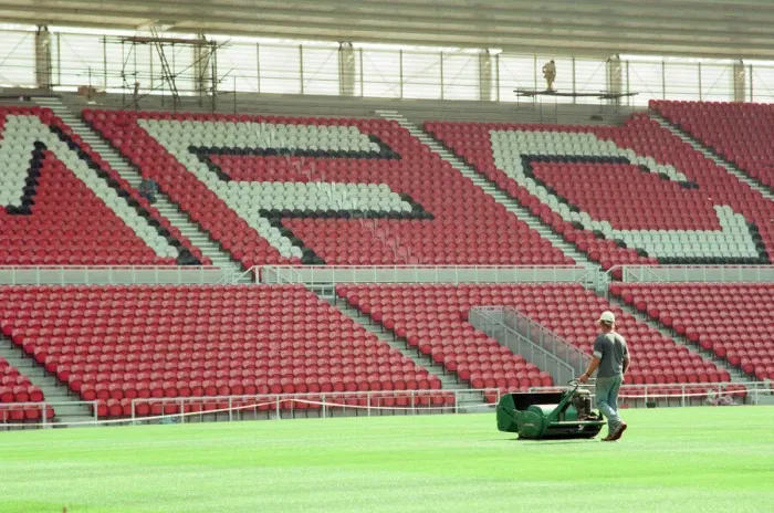 Framed Print : Middlesbrough Football Club, new Riverside Stadium under constriction, Circa 1995 Framed Print : Middlesbrough Football Club, new Riverside Stadium under constriction, Circa 1995