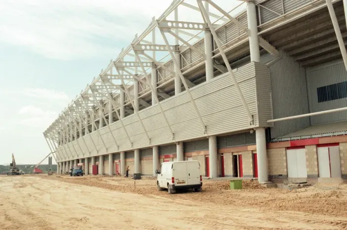 Framed Print : Middlesbrough Football Club, new Riverside Stadium under constriction, Circa 1995 Framed Print : Middlesbrough Football Club, new Riverside Stadium under constriction, Circa 1995