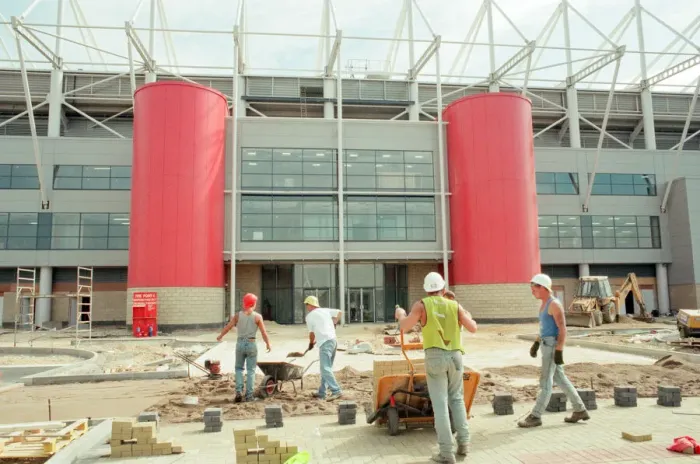 Framed Print : Middlesbrough Football Club, new Riverside Stadium under constriction, Circa 1995 Framed Print : Middlesbrough Football Club, new Riverside Stadium under constriction, Circa 1995