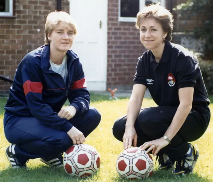 Framed Print : Middlesbrough ladies footballer Marrie Wieczorek (right) and teammate pose for the camera Framed Print : Middlesbrough ladies footballer Marrie Wieczorek (right) and teammate pose for the camera
