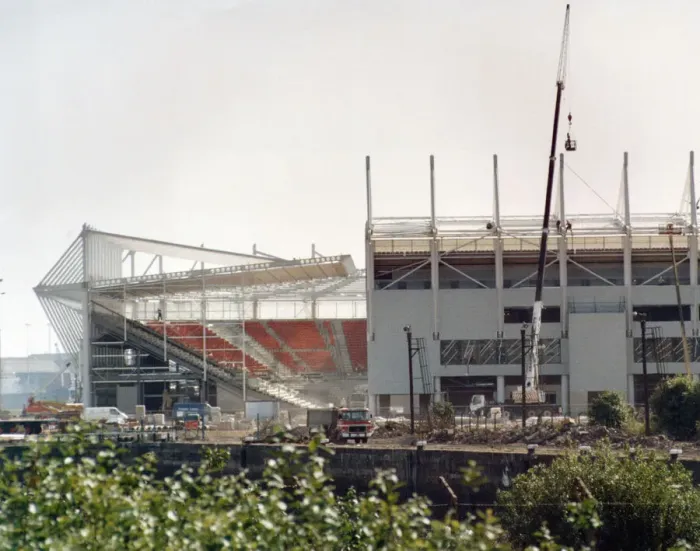 Framed Print : Middlesbrough new Riverside Stadium seen here under construction 22nd June 1995 Framed Print : Middlesbrough new Riverside Stadium seen here under construction 22nd June 1995