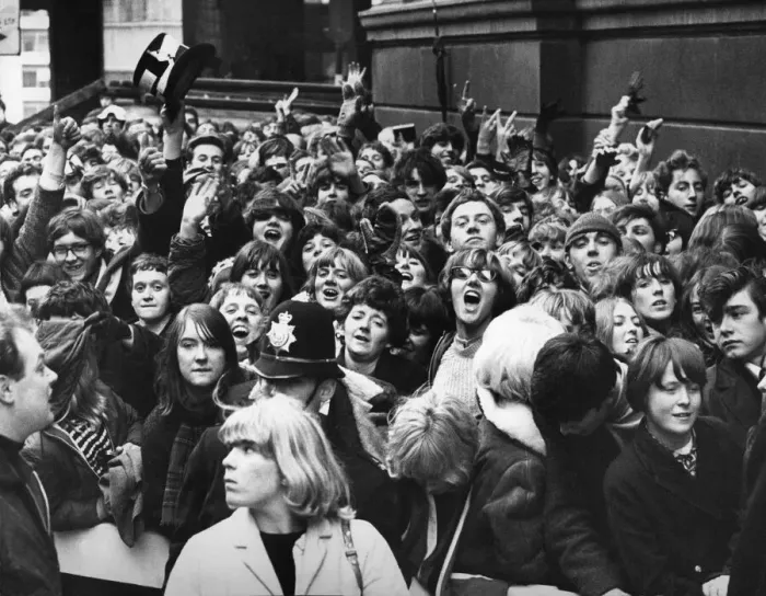 Framed Print : Midland Beatle fans who queued throughtout the night for the concerts the M. B. E
