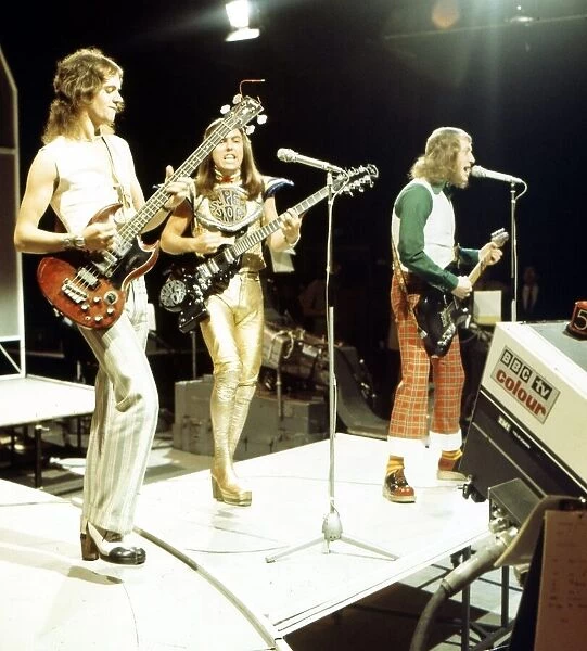 Midlands Pop Group Slade during rehearsls for Top of the Pops at the BBC