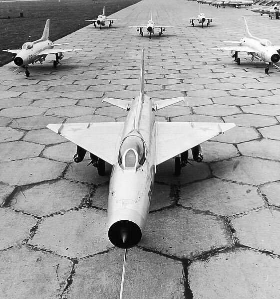 MiG-21PFL (Nato codename Fishbed) fighter bombers seen here at a undisclosed airbase