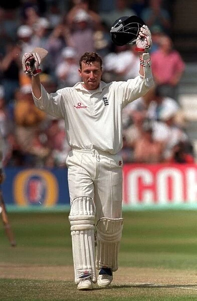 Mike Atherton England cricket player July 1998 celebrates after winning the 4th