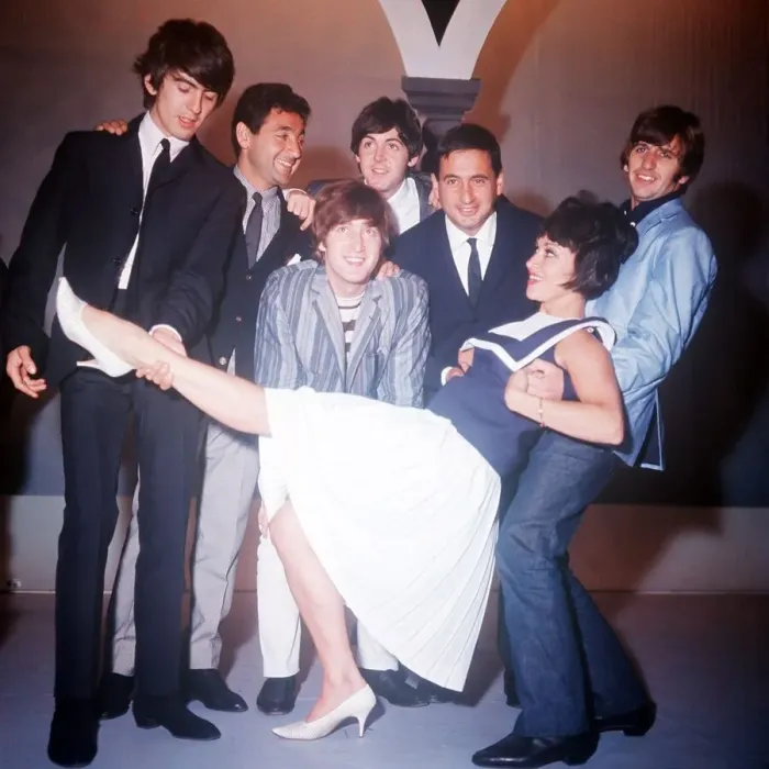 Framed Print : Mike and Bernie Winters and Chita Rivera with the Beatles at a Blackpool Night Out TV