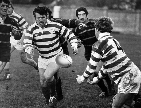 Mike Knill, Penarth Rugby Union Player Captain, taking a pass from Henry Bohlen