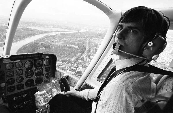 Mike Oldfield, musician and composer, pilots helicopter from Blackfriars