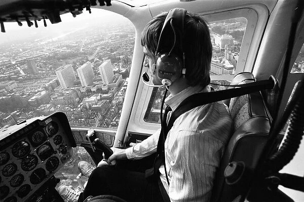 Mike Oldfield, musician and composer, pilots helicopter from Blackfriars