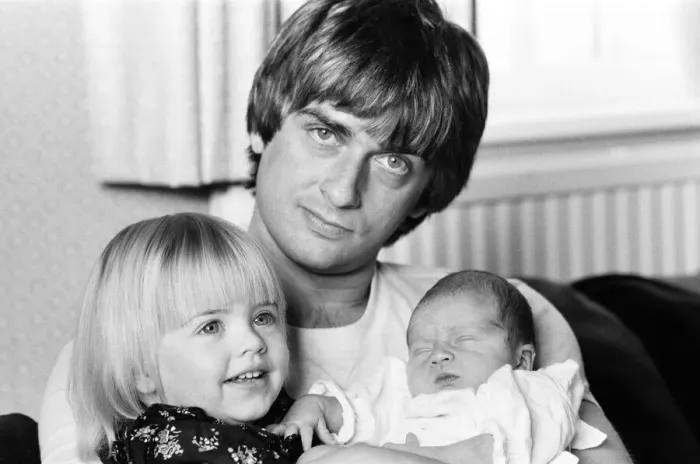 Framed Print : Mike Oldfield, musician and composer, pictured at home with family Framed Print : Mike Oldfield, musician and composer, pictured at home with family