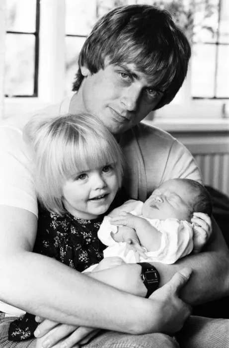 Framed Print : Mike Oldfield, musician and composer, pictured at home with family Framed Print : Mike Oldfield, musician and composer, pictured at home with family