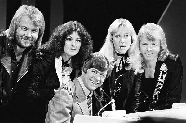 Mike Yarwood and ABBA on the set of The Mike Yarwood Christmas Show. 10th December 1978