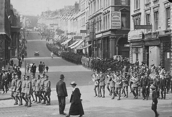 Military parade down Park Street, Bristol, Circa 1915