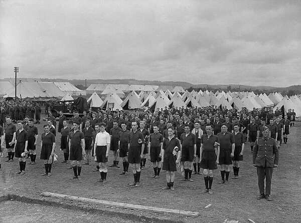 Militiamen in training 27th July 1939 On parade at Oswestry camp