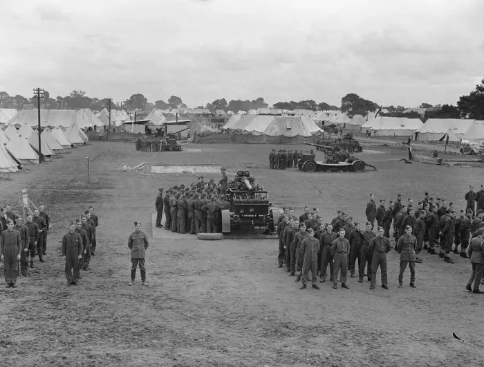 Framed Print : Militiamen in training 27th July 1939 On parade at Oswestry camp