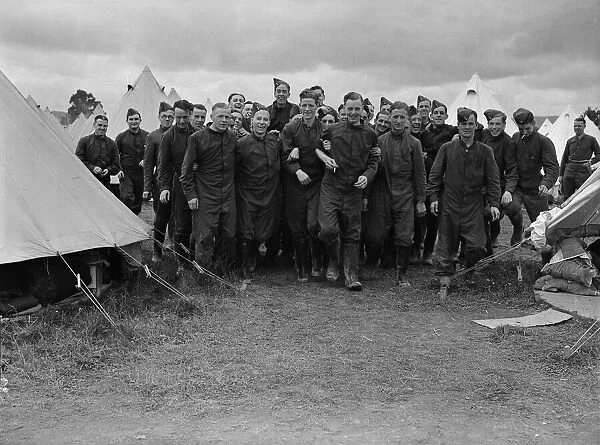 Militiamen in training at Oswestry camp. 27th July 1939 The Militiamen were