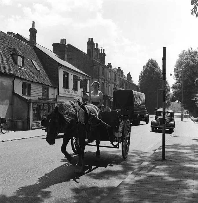 Framed Print : Milk Round Peggy Humphrey on her milk round using a horse drawn cart Framed Print : Milk Round Peggy Humphrey on her milk round using a horse drawn cart