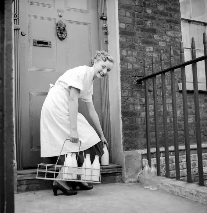Framed Print : Milk Woman cum Ballerina. Barbara Ferris who by day delivers the milk and the eggs Framed Print : Milk Woman cum Ballerina. Barbara Ferris who by day delivers the milk and the eggs