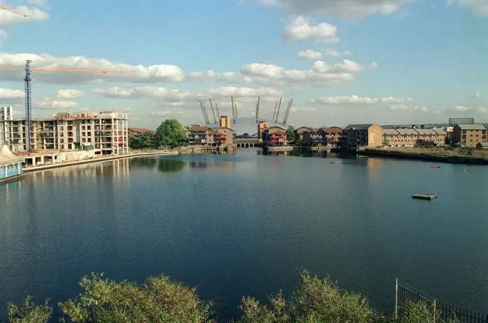 Framed Print : Millennium Dome from Canary Wharf bridge
