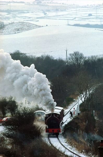 The Mince Pie Special steams along at the Tanfield Railway on 23rd December 1993