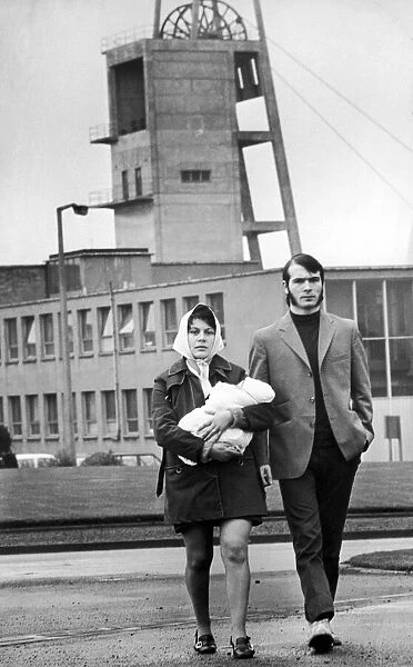 Miner George Purcell and wife Brenda, pcitured with baby daughter Caroline at Bilston