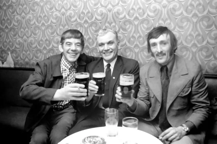 Framed Print : Miners celebrate their pay rise with a drink February 1975 75-00903-002 Framed Print : Miners celebrate their pay rise with a drink February 1975 75-00903-002