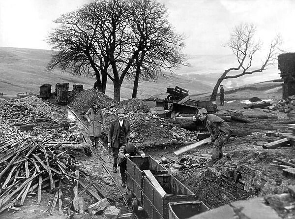 Miners going into the Coalcleugh fluorspar mine at Allendale, near Hexham