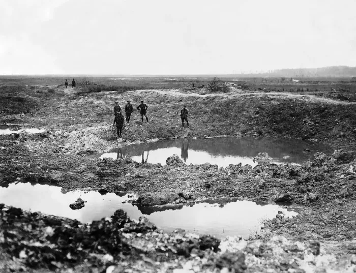 Framed Print : Miniature lake in crater formed by mine explosion 1916 Battle of the Somme Framed Print : Miniature lake in crater formed by mine explosion 1916 Battle of the Somme